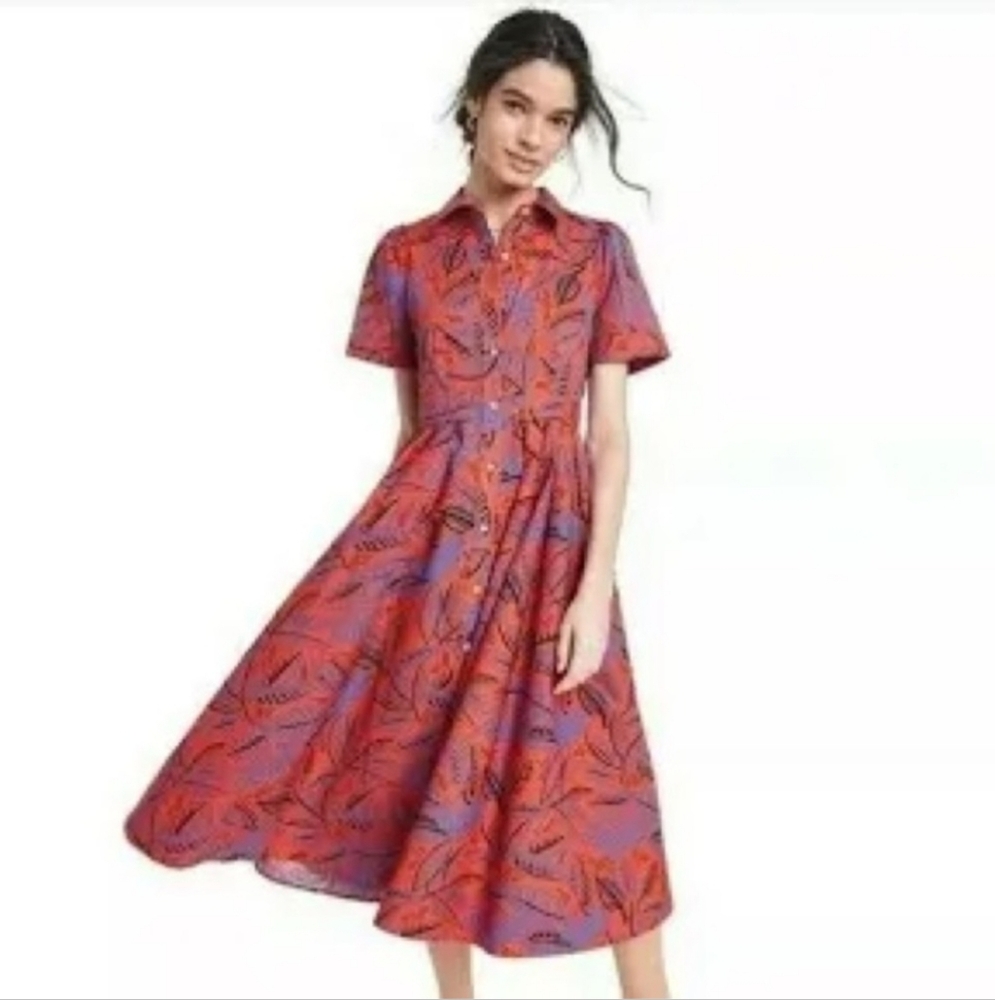 Elegant Red and Blue Floral Women's Dress
